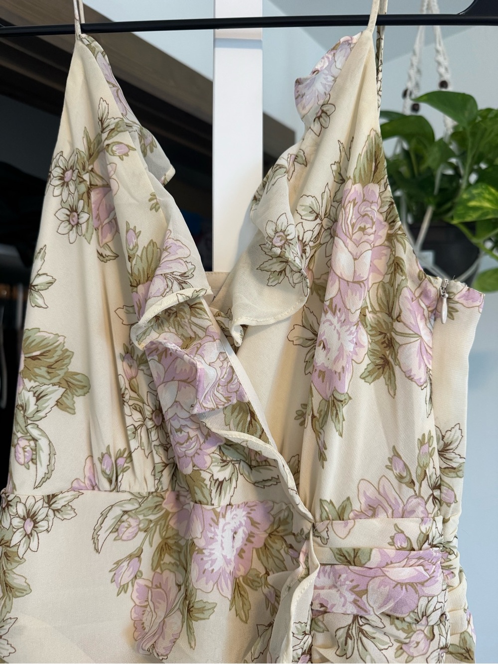 Astr Cream Maxi Dress with Pink and Green Floral Print - Picture 3 of 4